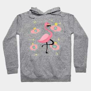 Christmas Flamingo in Midcentury Cartoony style Hoodie